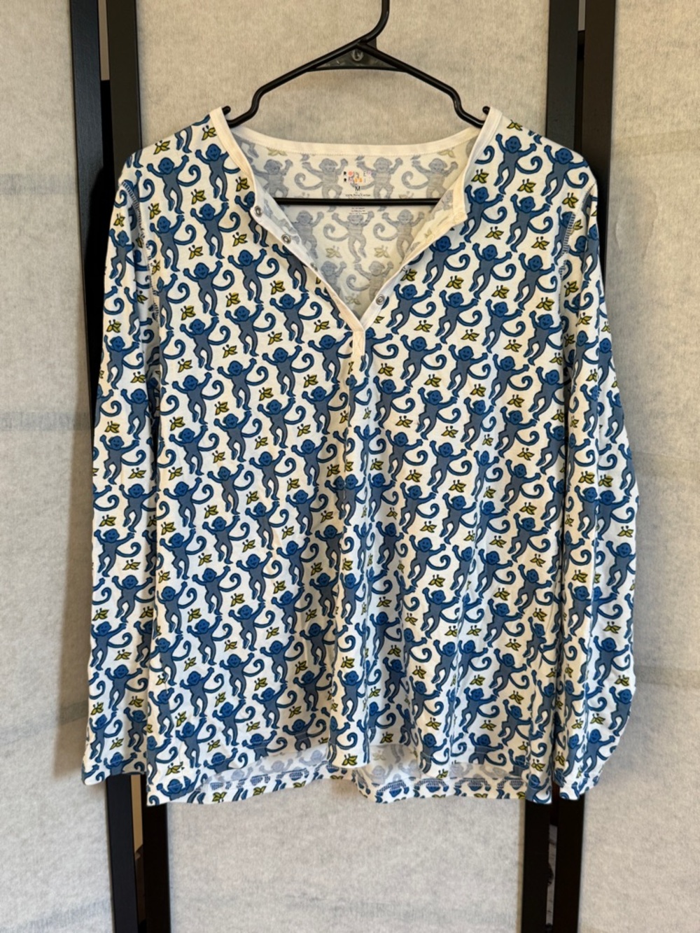 Roller Rabbit Original Monkey Pajama TOP Blue & Yellow SUPER SOFT Size M